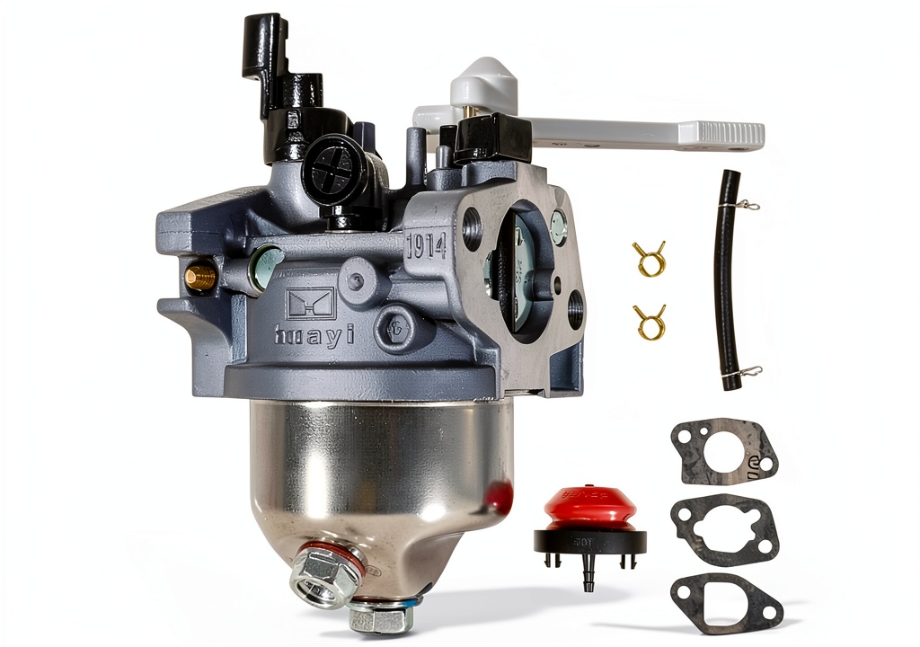 Piogarten snowblower carburetor showing zinc exterior and model number