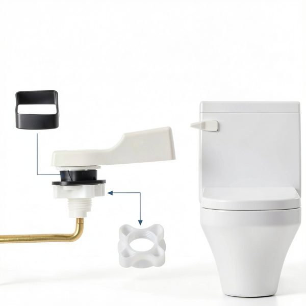 Front Mount Toilet Flush Handle iFealClear Brass Lever White-5