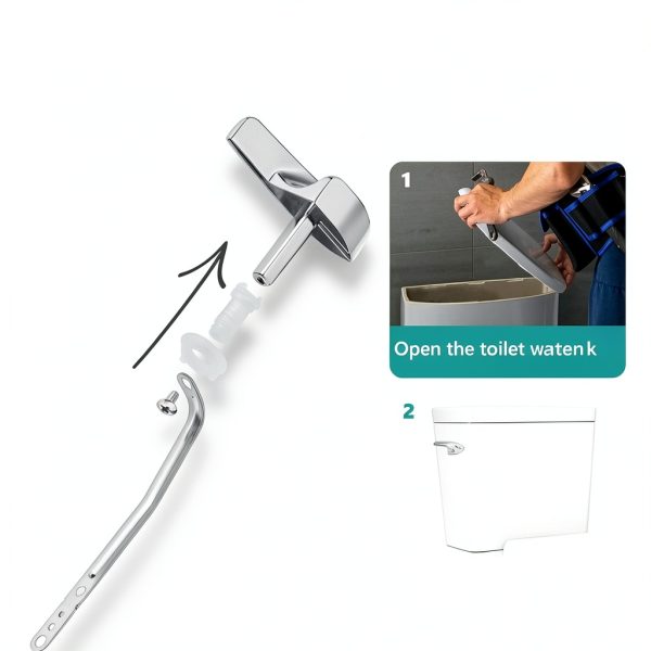 OasisFlow Chrome Side Mount Toilet Flush Lever Adjustable KL87115-CP-4