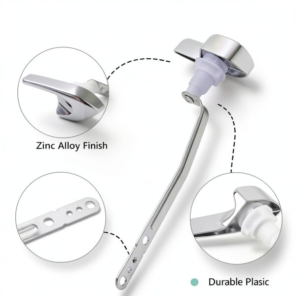 OasisFlow Chrome Side Mount Toilet Flush Lever Adjustable KL87115-CP-3