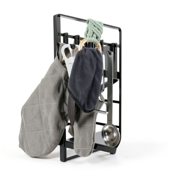 Knit Kitchen Towel Holder Matwsec Boho Crochet 2 Hooks Beige Green-2