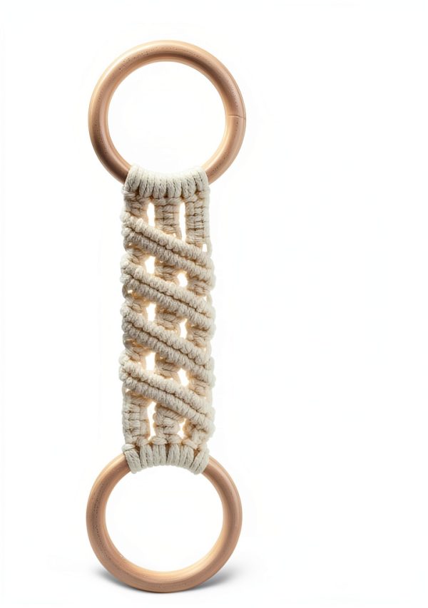 Knit Kitchen Towel Holder Matwsec Boho Crochet 2 Hooks Beige Green-1