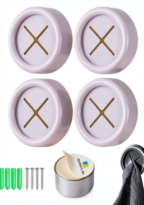 Adhesive Kitchen Dish Towel Hooks Matte White 4 Pack Cabinet Holder-8