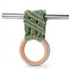 Knit Kitchen Towel Holder Matwsec Boho Crochet 2 Hooks Beige Green-5