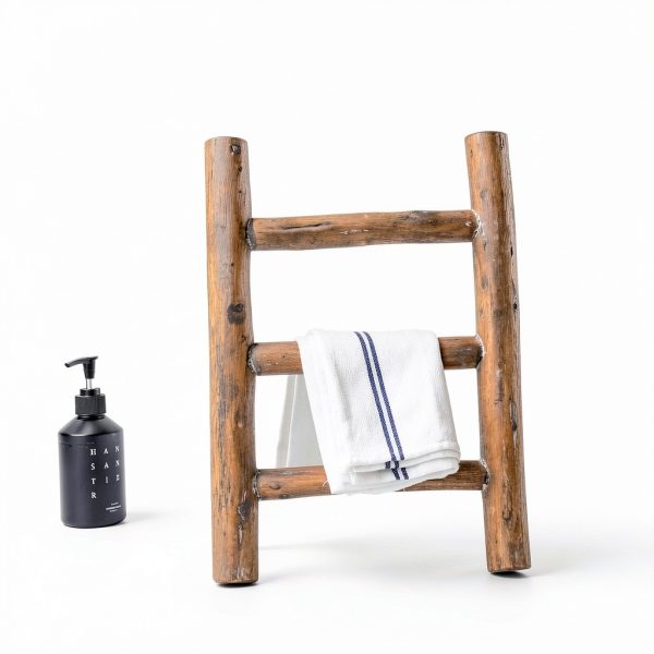 Wooden Tea Towel Ladder by FUIN Mini Rustic Farmhouse Stand Brown-4