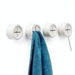 Adhesive Kitchen Dish Towel Hooks Matte White 4 Pack Cabinet Holder-0