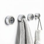 Adhesive Kitchen Dish Towel Holder - 4Pcs Towel Hooks for Cabinet, Push Hand Towel Hanger, Dish Cloth Rag Holder for Home Bathrooms, Kitchens, Garages, RV, Within Easy Reach, Grey-0