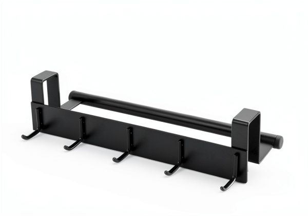 Over the Cabinet Door Towel Bar by KES – Matte Black Hooks 2‑Pack-2