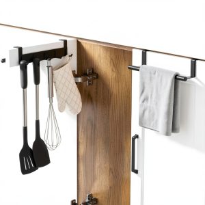 Over the Cabinet Door Towel Bar by KES – Matte Black Hooks 2‑Pack-0