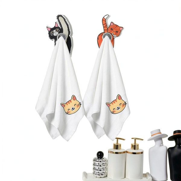 Christmas Funny Cat Butt Towel Holder by Ceenna 4‑Piece Towel Hook Set-4