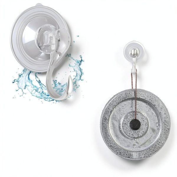 VIS'V Large Suction Cup Hooks with Wipes, Heavy Duty, Removable and Reusable, Clear, 5 Pcs-2