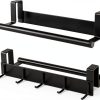 Over the Cabinet Door Towel Bar by KES – Matte Black Hooks 2‑Pack-7