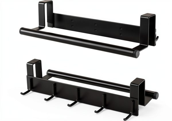 Over the Cabinet Door Towel Bar by KES – Matte Black Hooks 2‑Pack-7