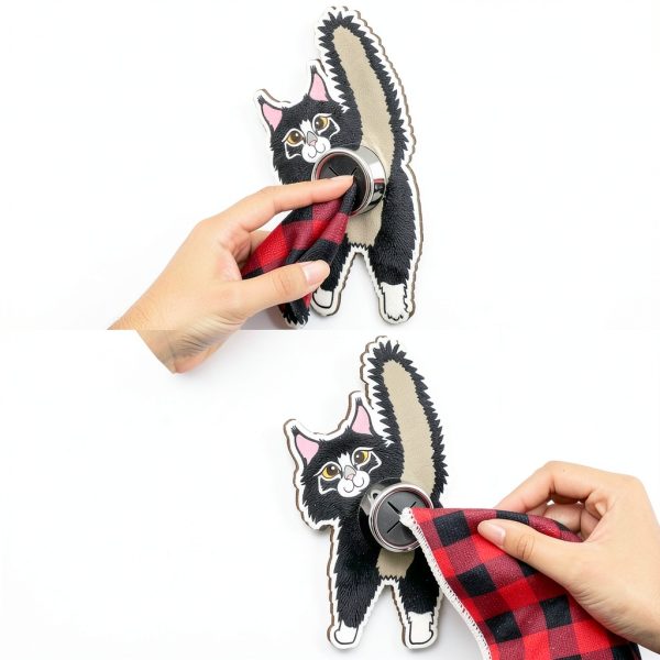 Christmas Funny Cat Butt Towel Holder by Ceenna 4‑Piece Towel Hook Set-3