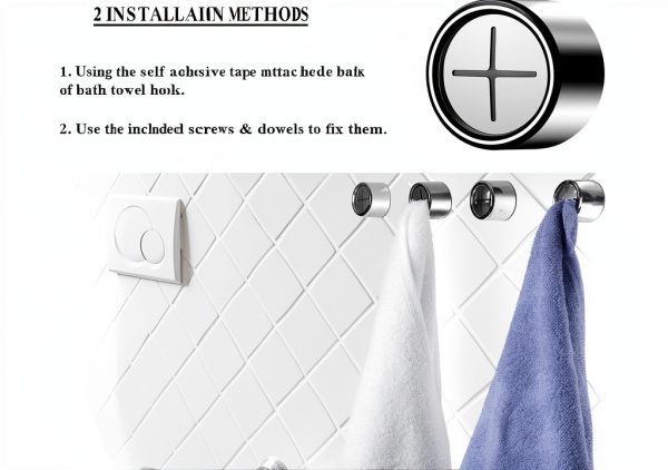 Kitchen Towel Hook SENLIXIN Self Adhesive Wall Mount Silver Round Hook-3
