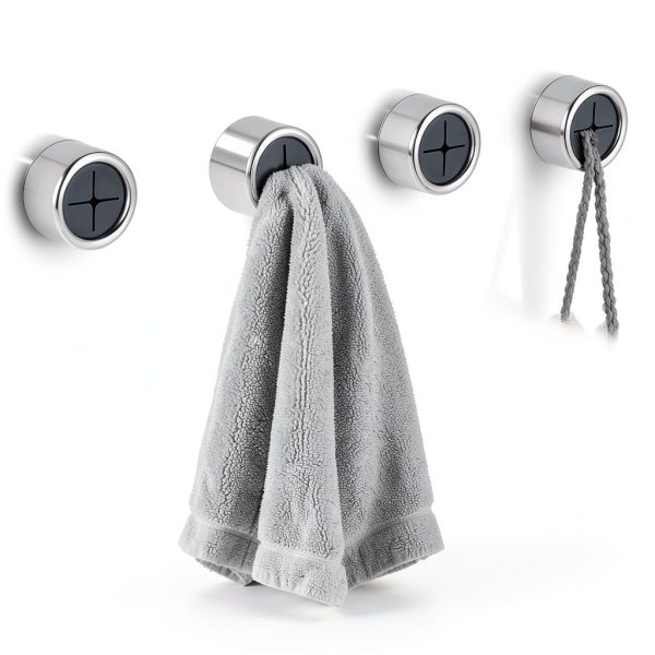 Adhesive Kitchen Dish Towel Holder - 4Pcs Towel Hooks for Cabinet, Push Hand Towel Hanger, Dish Cloth Rag Holder for Home Bathrooms, Kitchens, Garages, RV, Within Easy Reach, Grey-6