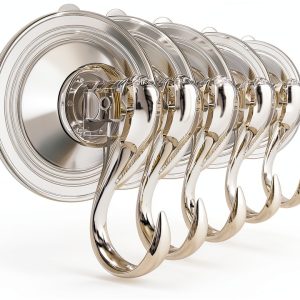 VIS'V Large Suction Cup Hooks with Wipes, Heavy Duty, Removable and Reusable, Clear, 5 Pcs-0