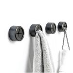 Adhesive Kitchen Towel Hooks 4Pcs Matte Black Dish Towel Holder-0