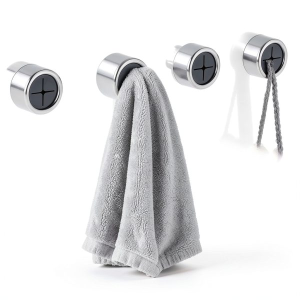 Adhesive Kitchen Towel Hooks 4Pcs Matte Black Dish Towel Holder-5