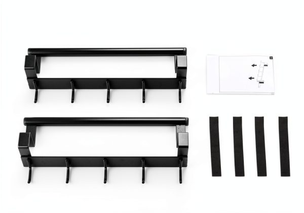 Over the Cabinet Door Towel Bar by KES – Matte Black Hooks 2‑Pack-8