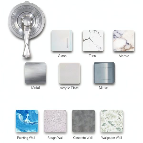 VIS'V Large Suction Cup Hooks with Wipes, Heavy Duty, Removable and Reusable, Clear, 5 Pcs-8